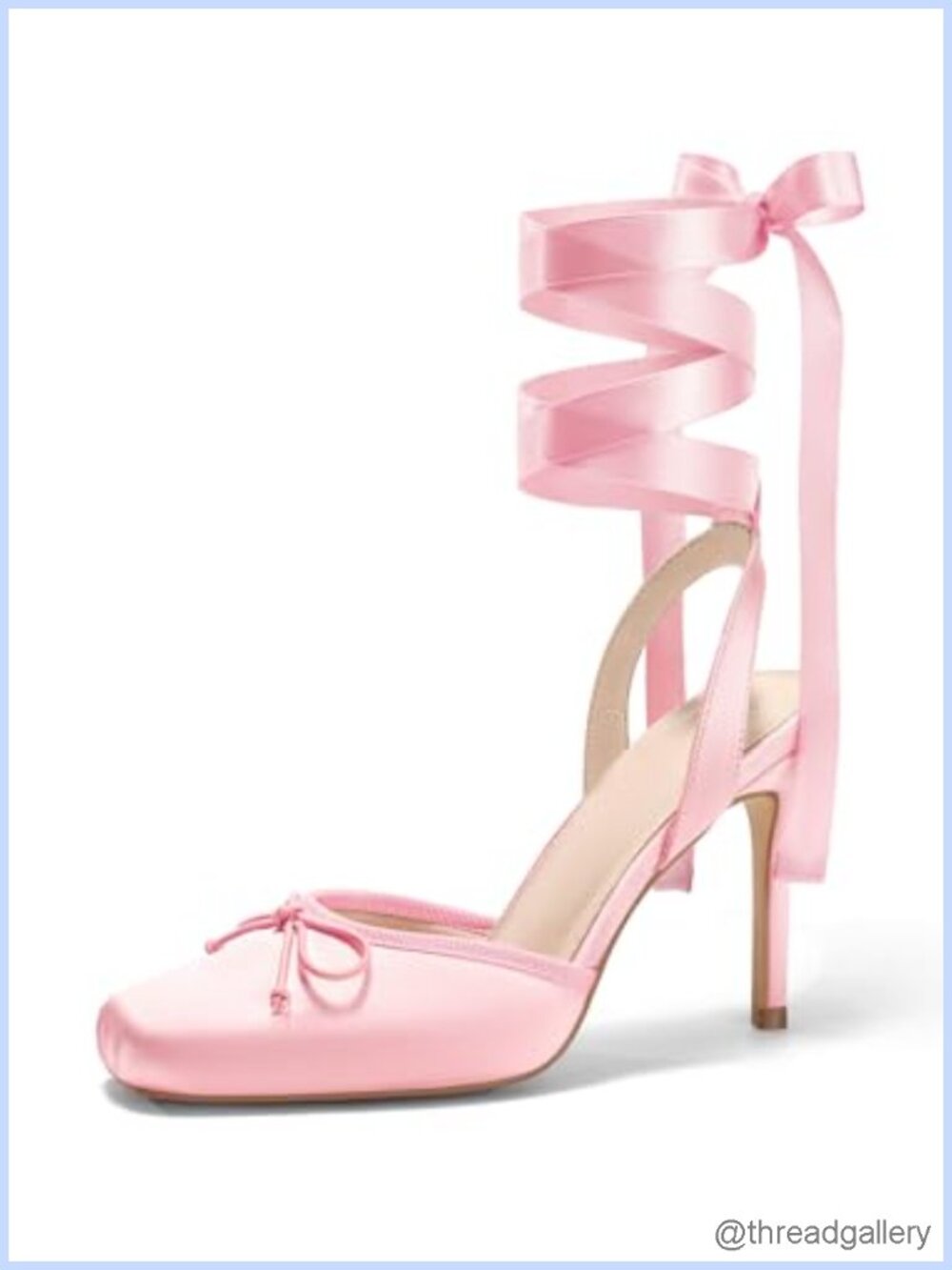 Satin Ballet High Heels Square Toe Lace Up Bow Pumps Prom Shoes